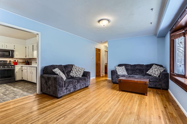 living room featuring light hardwood / wood-style flooring