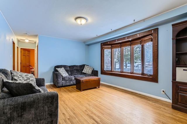 living room with light wood-type flooring