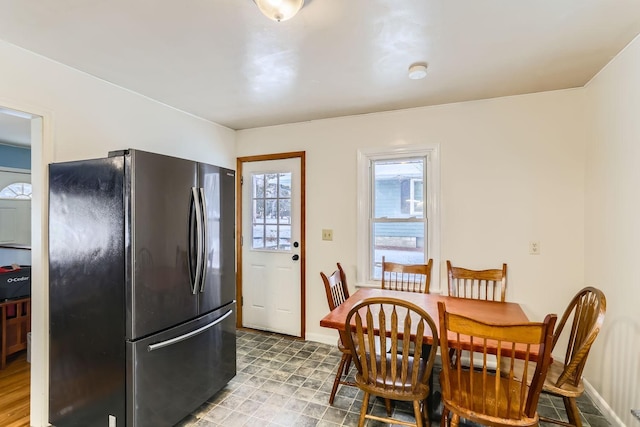 kitchen with stainless steel refrigerator