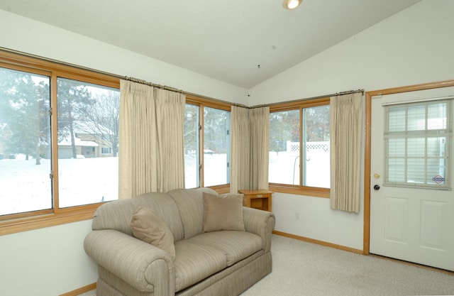 sunroom / solarium with lofted ceiling