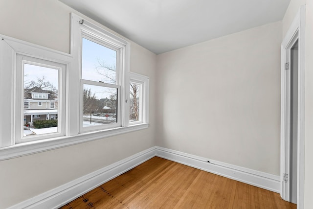 spare room featuring a healthy amount of sunlight and light wood-type flooring