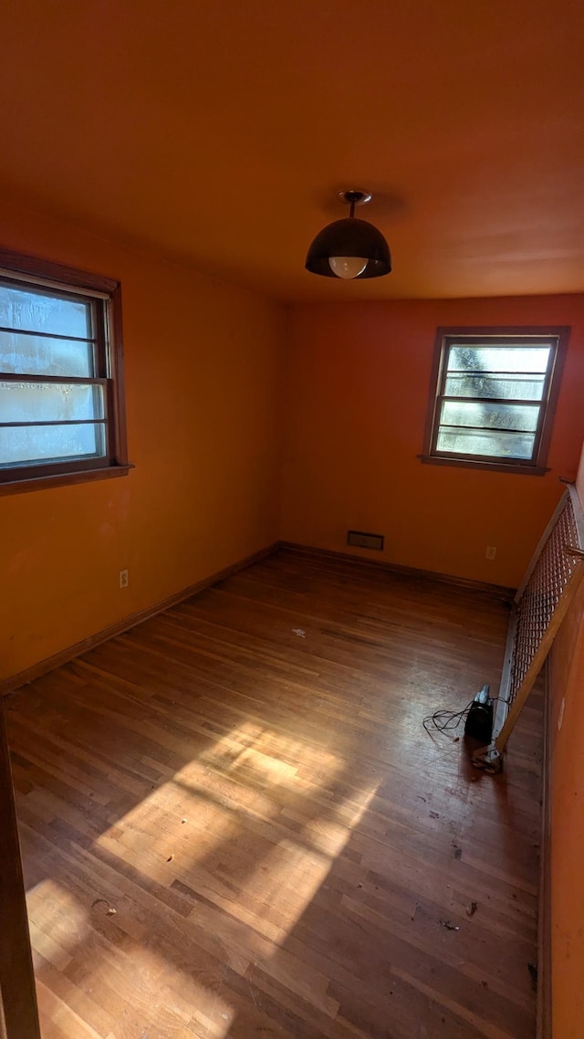 empty room featuring wood-type flooring and a healthy amount of sunlight