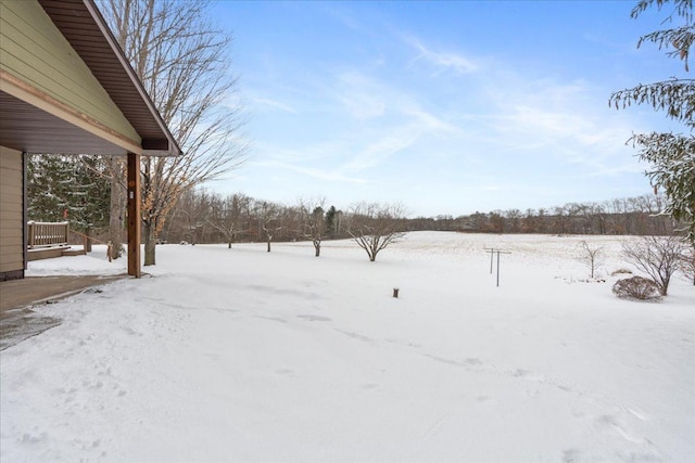 view of yard covered in snow