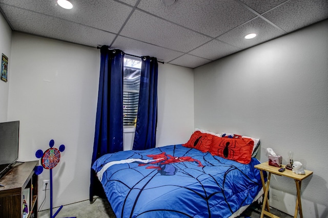 bedroom with a drop ceiling