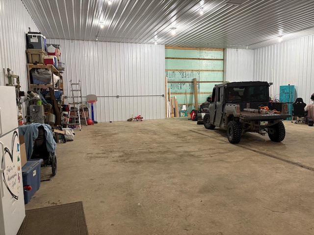 garage featuring metal wall