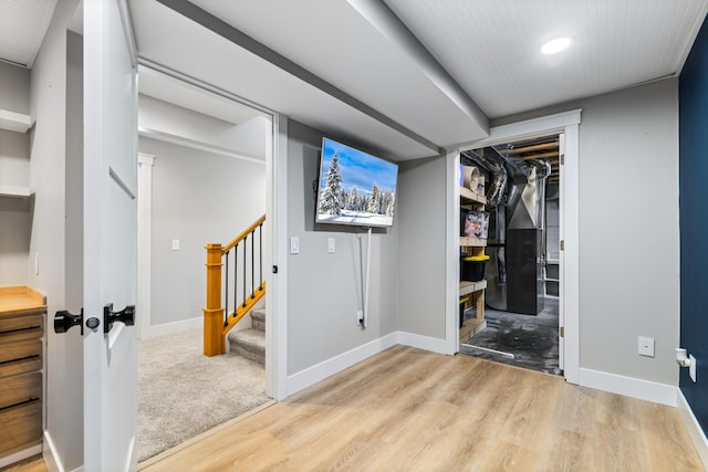 interior space with light hardwood / wood-style flooring