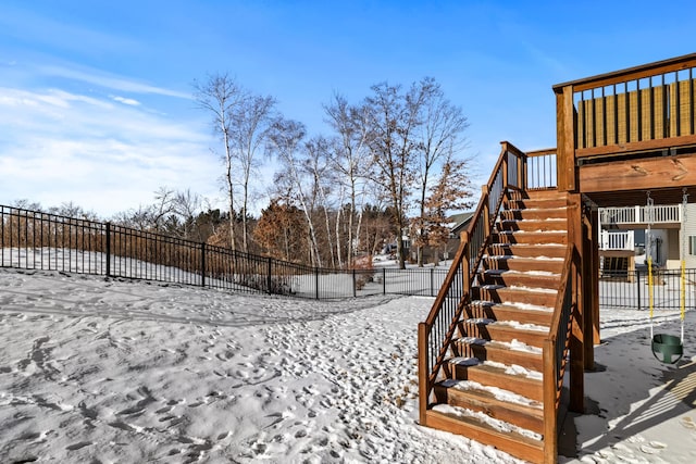 view of yard covered in snow