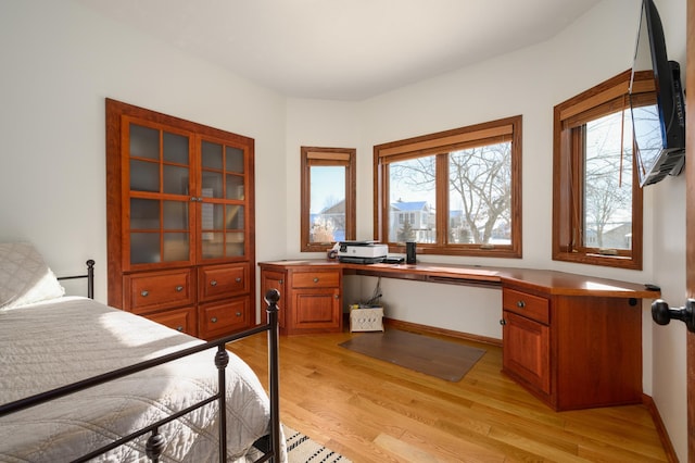 bedroom with light hardwood / wood-style floors