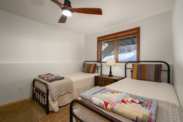 bedroom with carpet flooring and ceiling fan