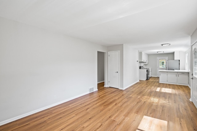 unfurnished living room featuring light hardwood / wood-style flooring