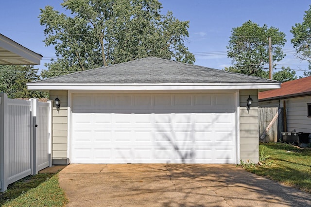 view of garage