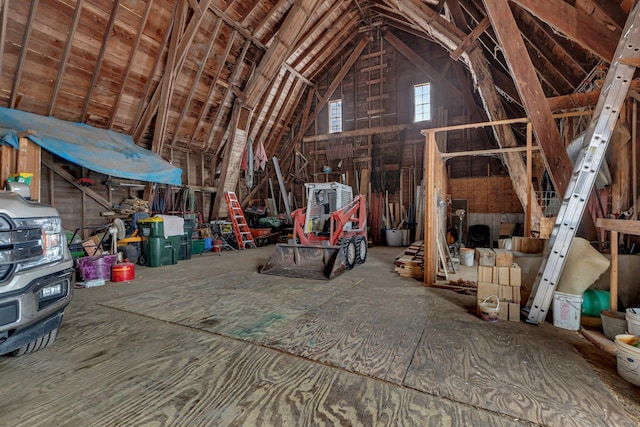 view of unfinished attic