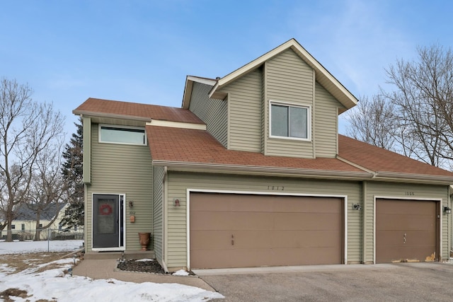 view of front of house with a garage