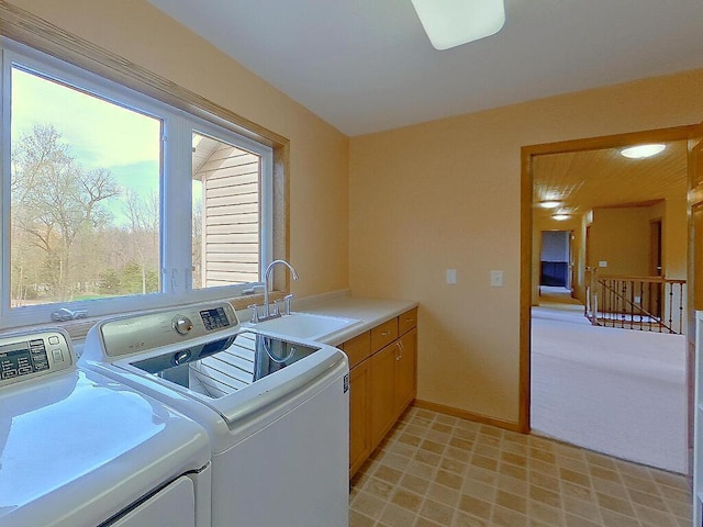 16694 206th Cir, Hutchinson, MN 55350 - laundry room featuring independent washer and dryer and cabinet space