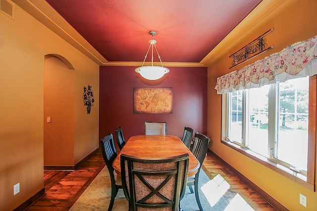 16694 206th Cir, Hutchinson, MN 55350 - dining space featuring wood finished floors and ornamental molding