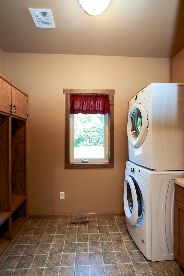 16694 206th Cir, Hutchinson, MN 55350 - laundry room with stacked washer / drying machine and cabinet space