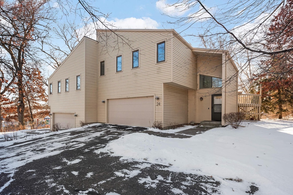 exterior space with a garage