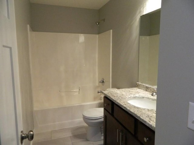 full bathroom with vanity, shower / bathing tub combination, and toilet