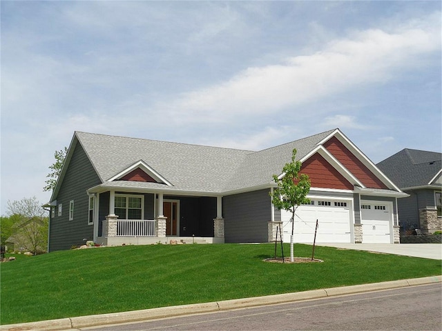 1939 Legacy Dr, Faribault, MN 55021 - craftsman inspired home featuring a porch, an attached garage, a front lawn, and concrete driveway