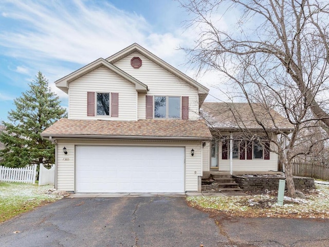 view of front of house with a garage