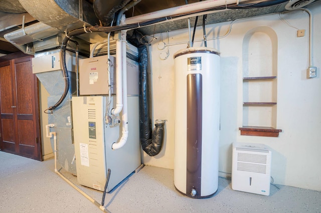 utilities with water heater and heating unit