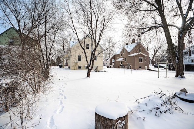 view of yard covered in snow