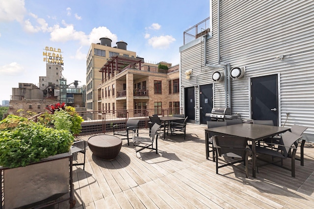 deck featuring grilling area