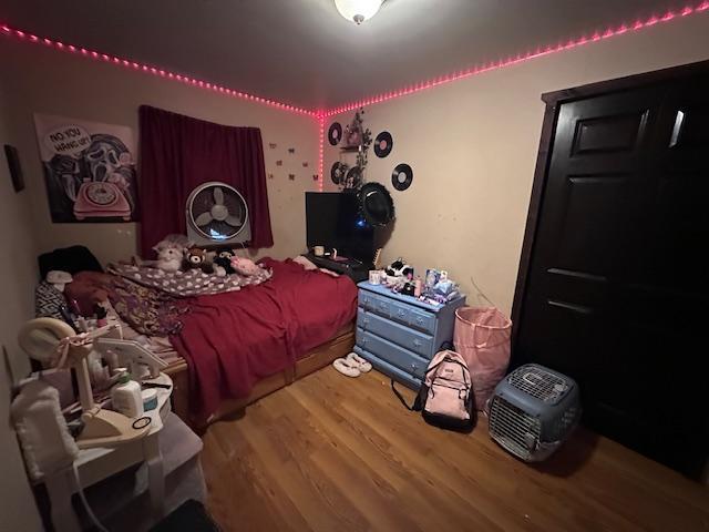 bedroom featuring wood-type flooring