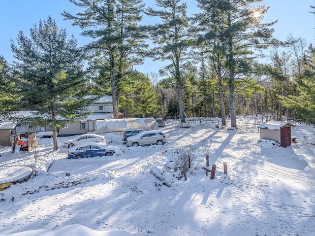 view of yard covered in snow