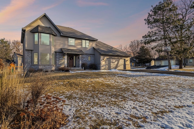 view of front of house with a garage