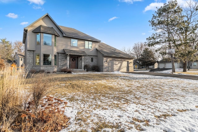 view of front property with a garage