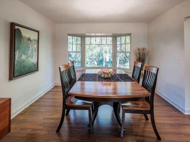 dining area with dark hardwood / wood-style floors