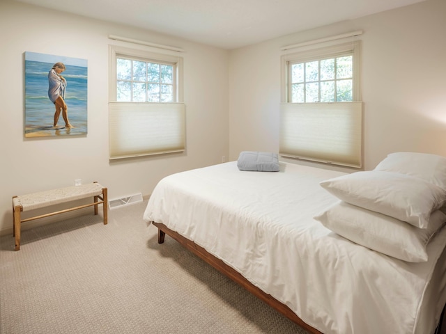 bedroom with carpet flooring and multiple windows