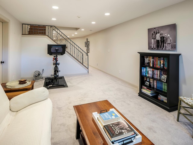 living room with carpet floors