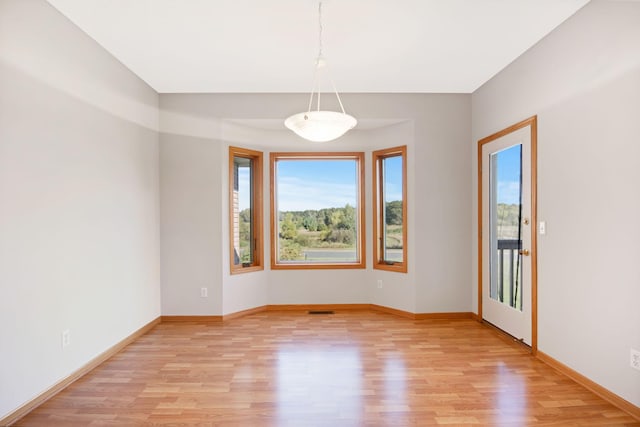 unfurnished room featuring light wood-type flooring