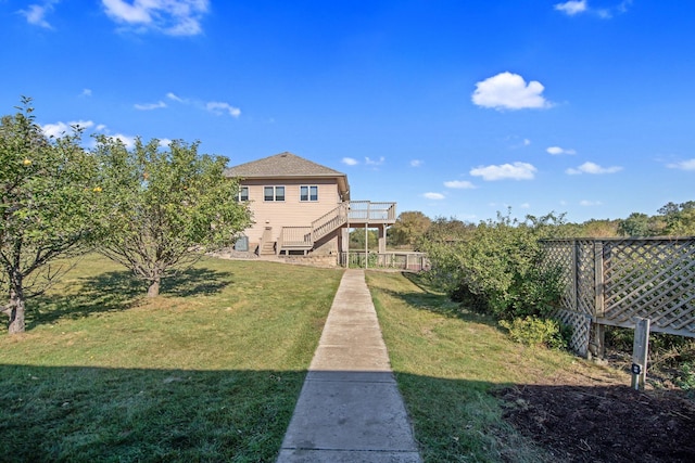 view of yard featuring a deck