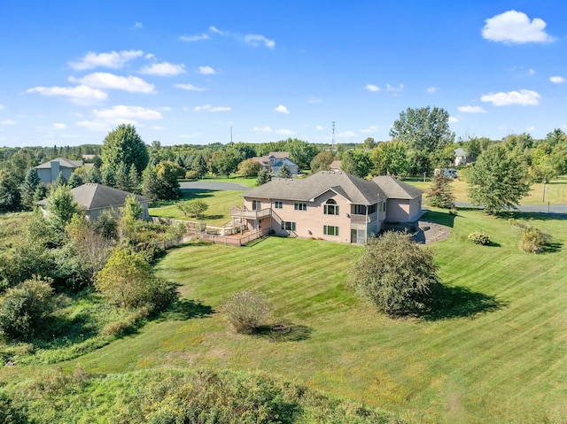 birds eye view of property featuring a rural view