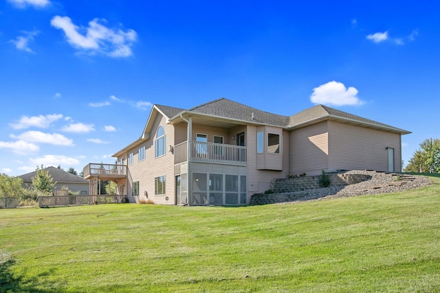 16377 Eidelweiss St NW, Andover, MN 55304 - rear view of property featuring a yard, roof with shingles, and a balcony