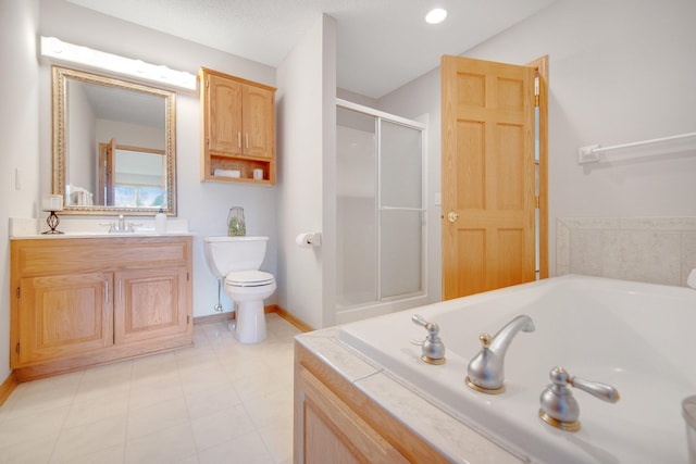 16377 Eidelweiss St NW, Andover, MN 55304 - full bath with a shower stall, a bath, vanity, toilet, and baseboards