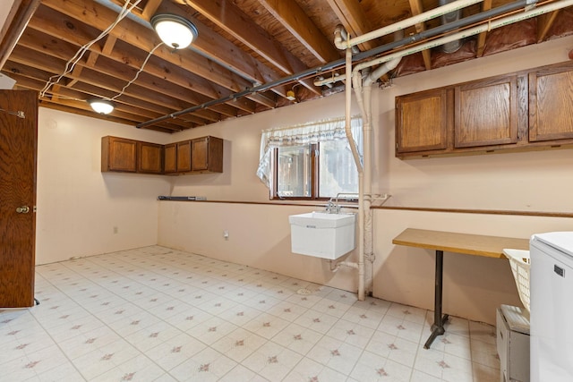 basement with sink