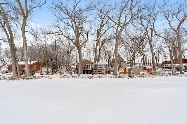 view of yard covered in snow