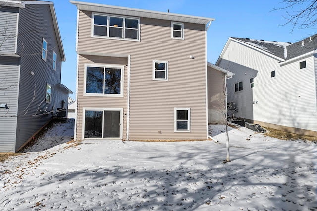 view of snow covered property