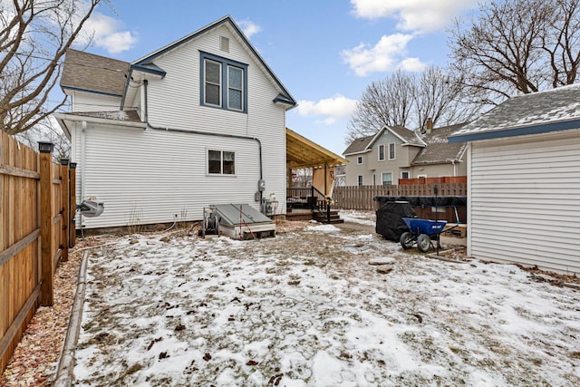 view of snow covered property