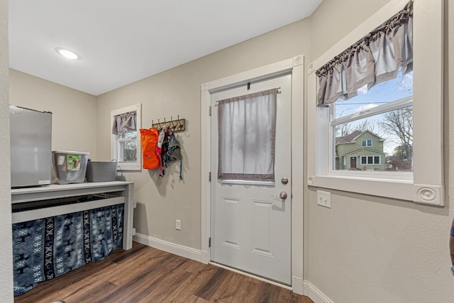 doorway to outside featuring dark hardwood / wood-style flooring