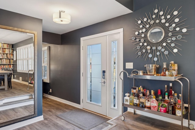 foyer with wood-type flooring