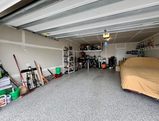 garage with a garage door opener