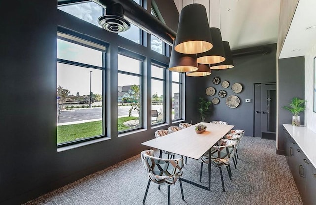 dining space with carpet flooring and a healthy amount of sunlight