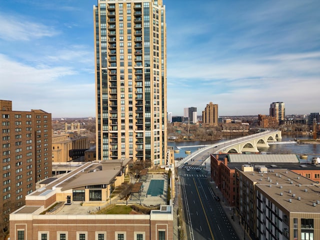 property's view of city with a water view