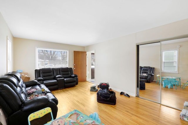 living room with wood-type flooring