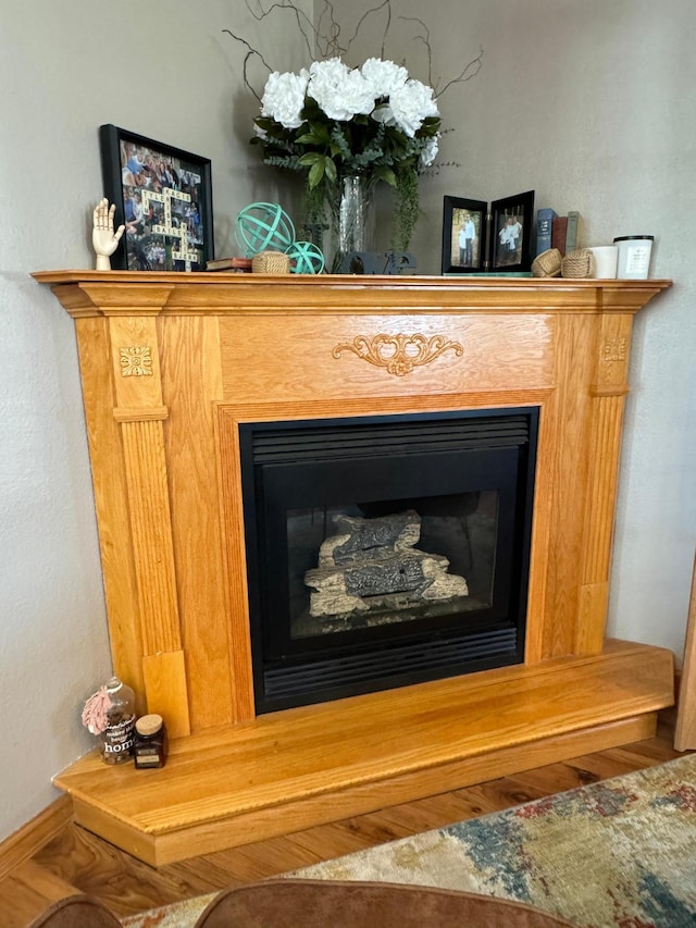 310 7th St SW, Roseau, MN 56751 - interior details with baseboards, wood finished floors, and a fireplace